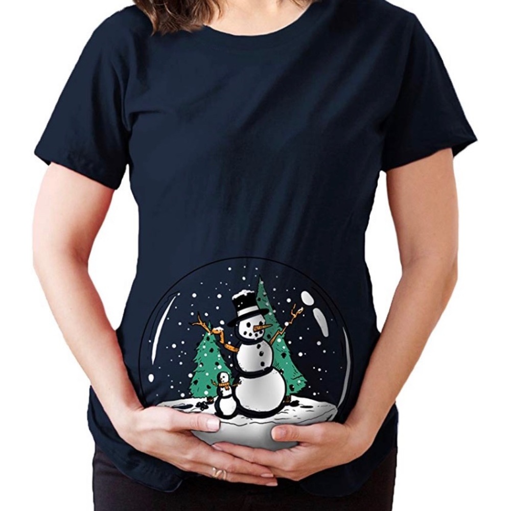 ⛄️Maternity Snow Globe Snowmen T-Shirt⛄️